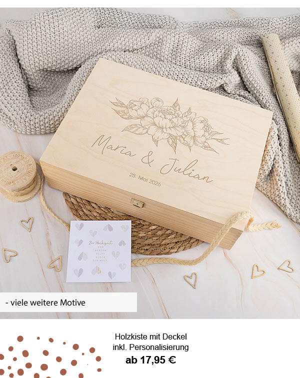 Holzkiste mit Deckel inkl. Personalisierung ab 17,95€! Viele weitere Motive. 