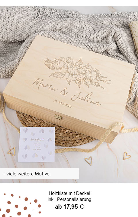 Holzkiste mit Deckel inkl. Personalisierung ab 17,95€! Viele weitere Motive. 