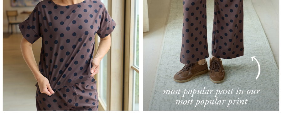 audrey wide leg in black cocoa dot
