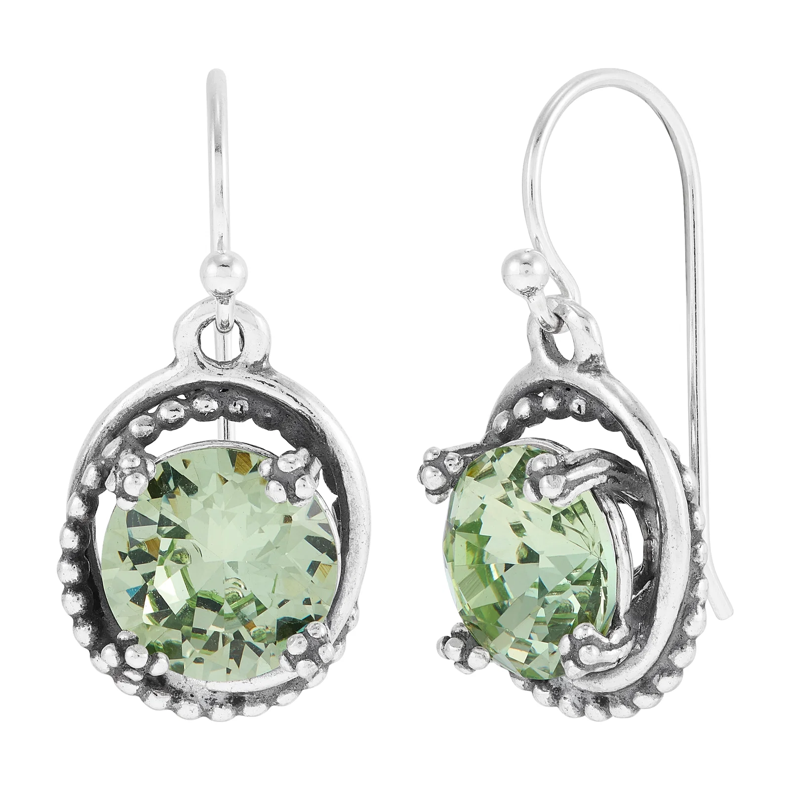 Lucent Willow Drop Earrings, Green Cubic Zirconia