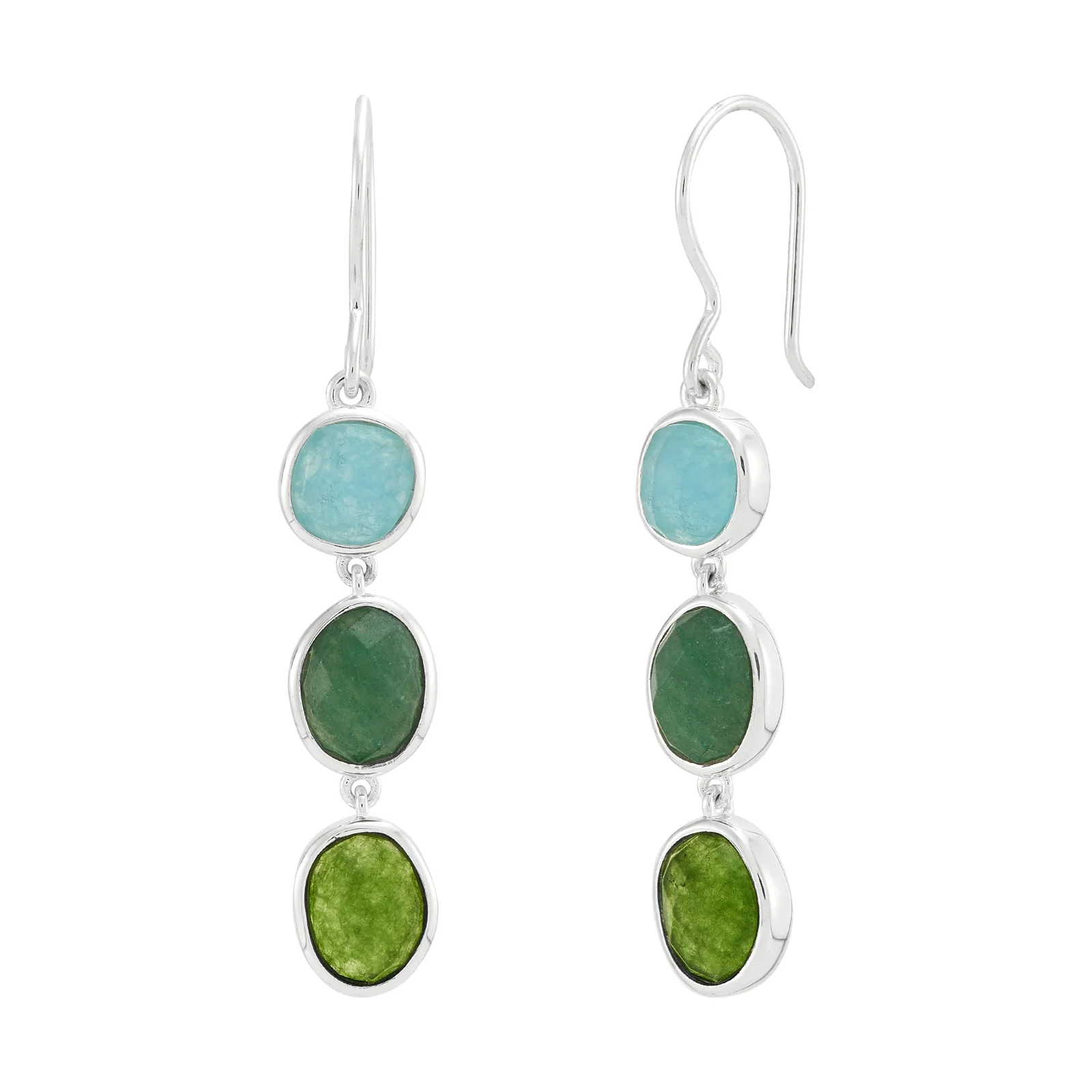 Let Things Grow Drop Earrings, Green Aventurine and Multi-Colored Quartz