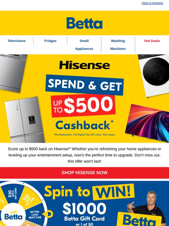 Better Appliances, Bigger CASHBACK* 💸