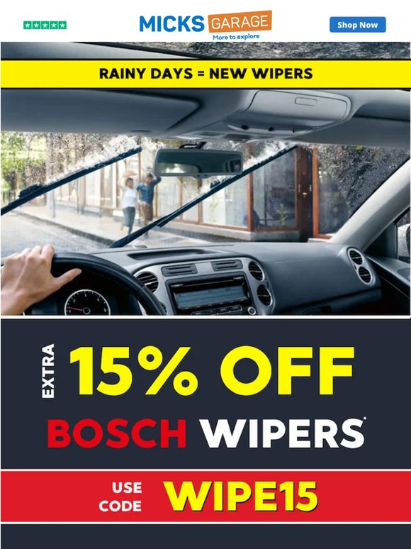 ⭐Upgrade To BOSCH WIPERS -15% Off!