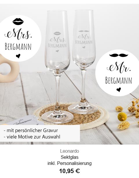 Leonardo Sektglas inkl. Personalisierung 10,95€! Mit persönlicher Gravur, viele Motive zur Auswahl. 