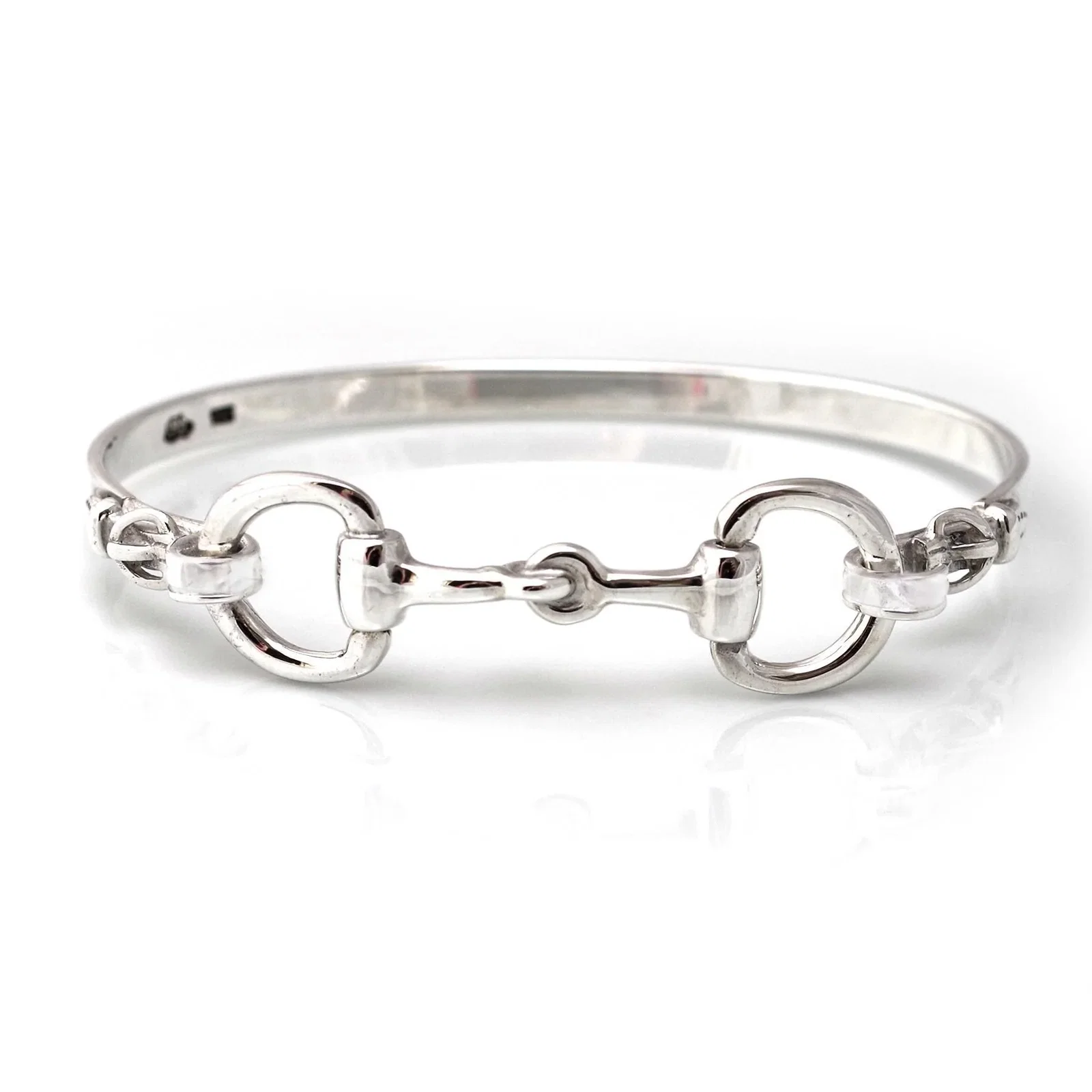 Image of Exclusive Sterling Silver Detailed Double Snaffle Bangle