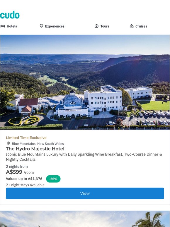 Blue Mountains Hydro Majestic Iconic Luxury w. Daily Sparkling Wine Breakfast