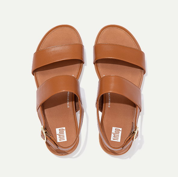 GRACIE Leather Back-Strap Sandals - Tan