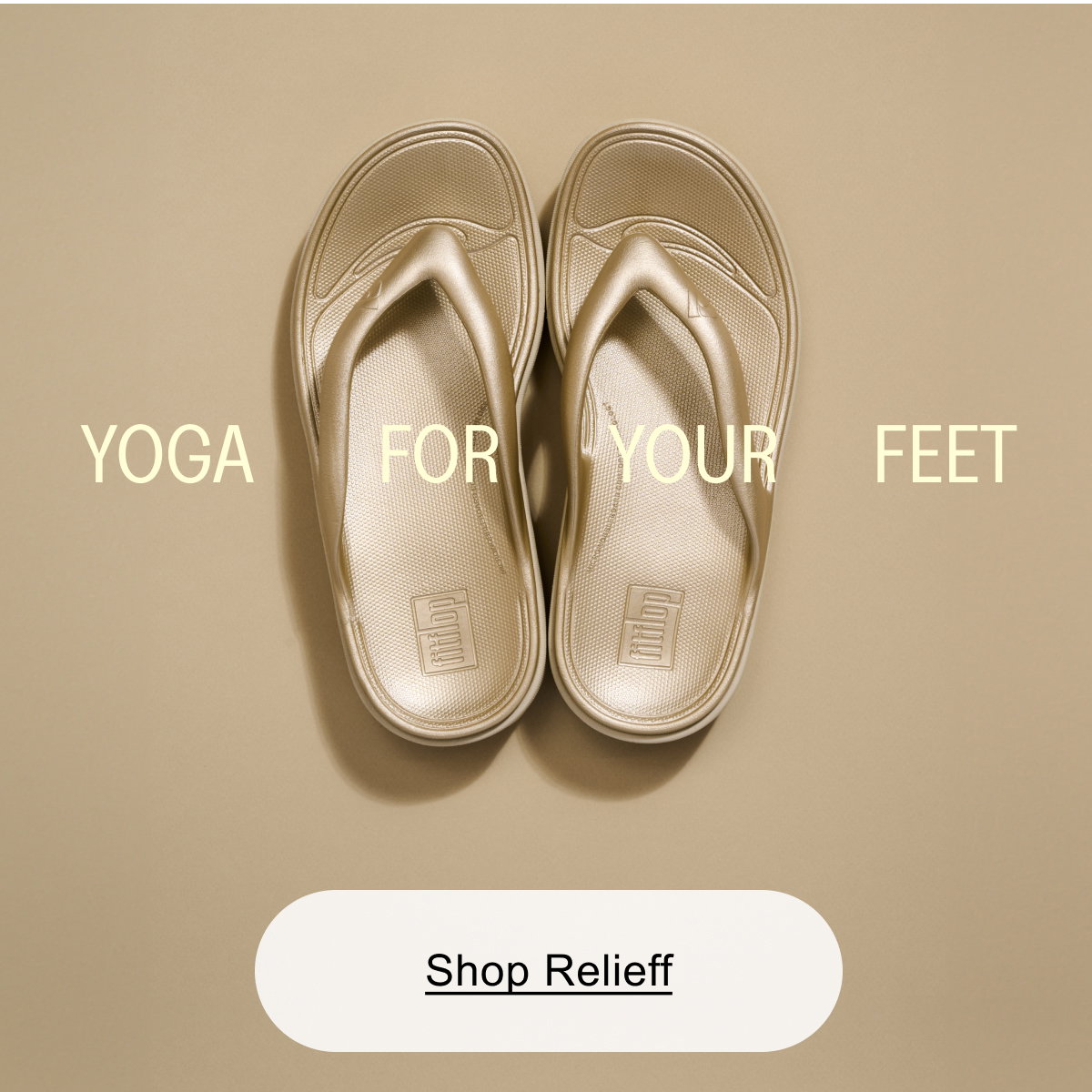 RELIEFF Metallic Recovery Toe-Thongs Sandals - Gold