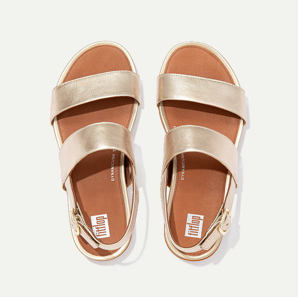 GRACIE Metallic Leather Back-Strap Sandals - Platino