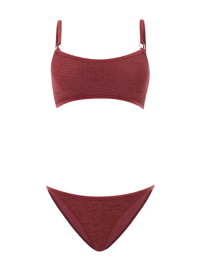 Iris Bikini With Gold Hoops Metallic Rosewood