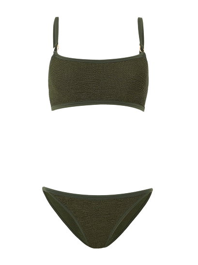 Iris Bikini With Gold Hoops Metallic Khaki