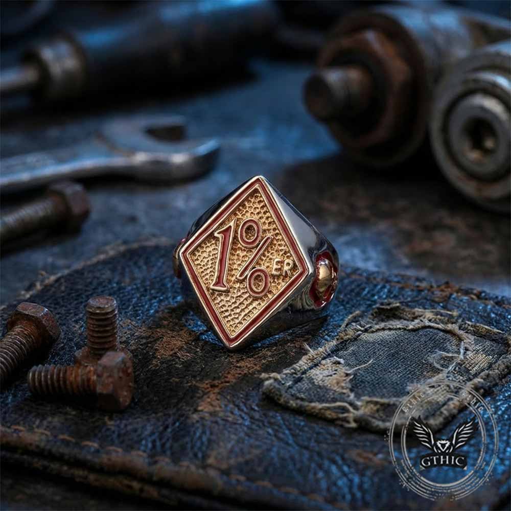 Image of Punk Rhombus 1%ER Skull Stainless Steel Ring