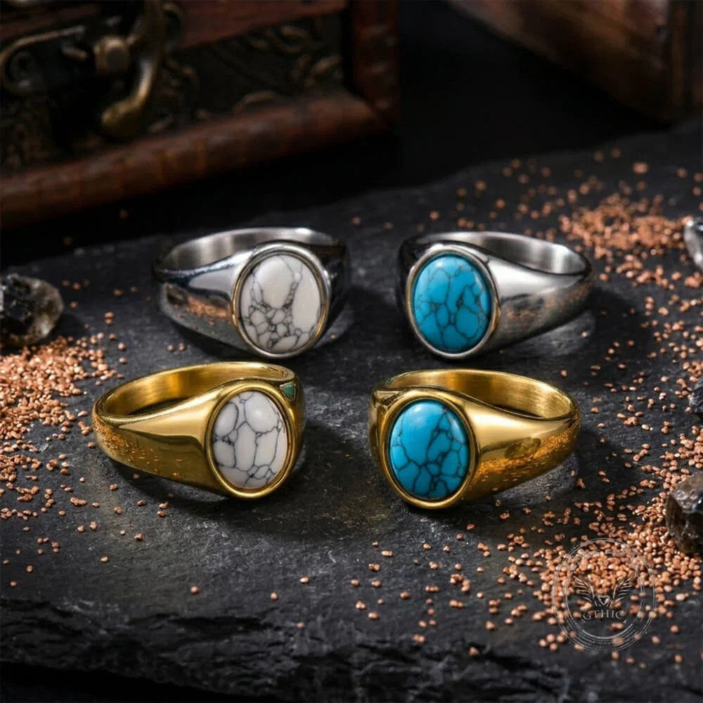 Image of Stylish Turquoise Stainless Steel Simple Ring