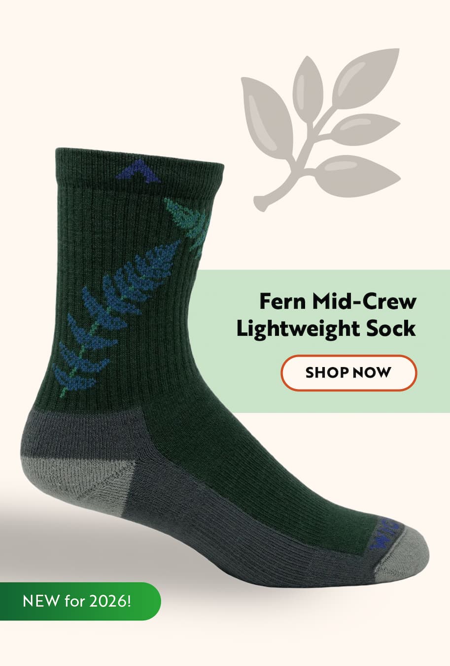 Fern Mid-Crew Lightweight Sock
