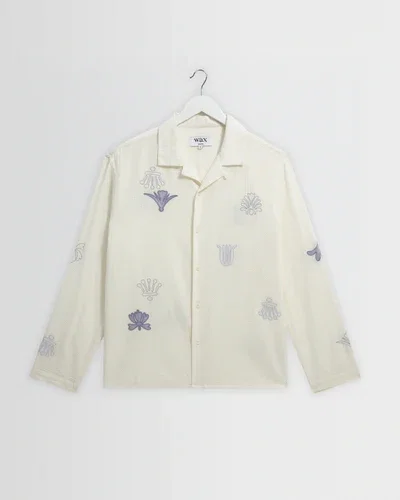 Corey - Ecru And Blue Doodle Cotton-Seersucker Shirt