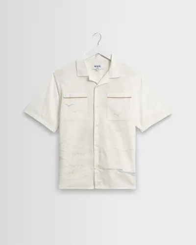 Didcot - Ecru Summer Applique Short-Sleeve Shirt