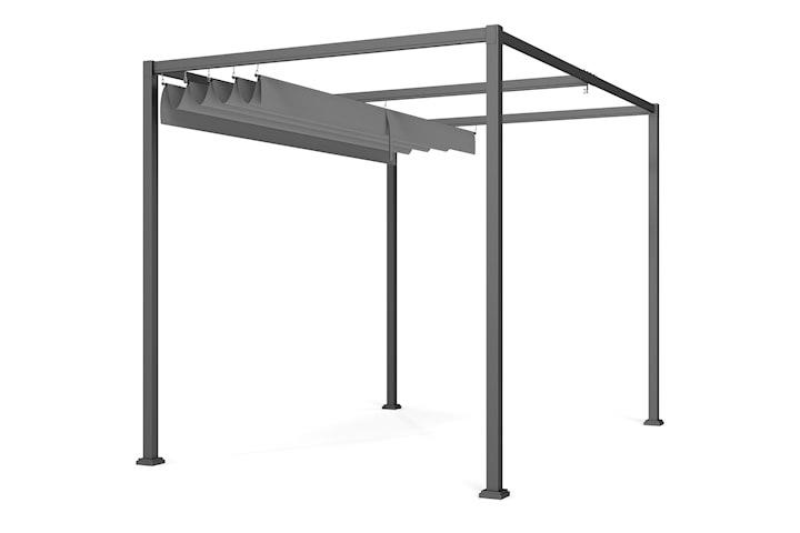 Pergola 3x2m trädgårdspaviljong metall fristående med justerbart tak UV-skydd grå