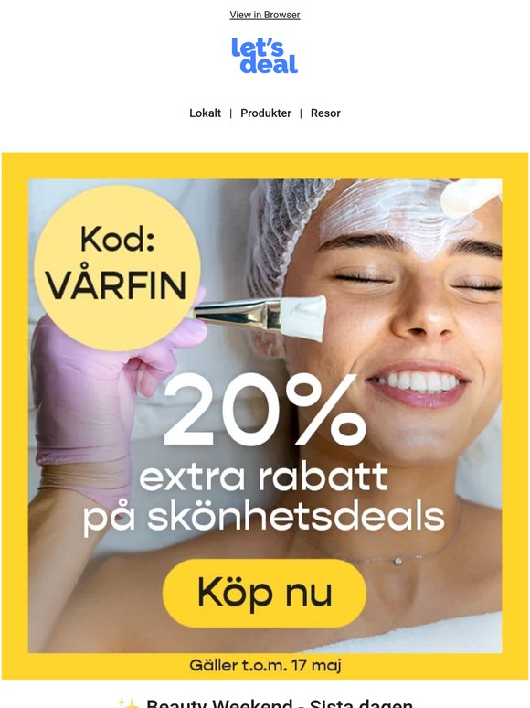 🤩 Sista chansen - 20% EXTRA rabatt på Skönhet