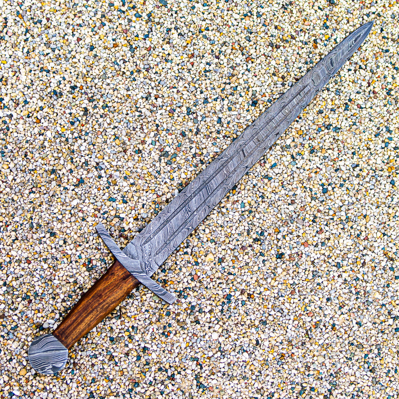 Image of Bastard Sword / Longsword- High Carbon Damascus Steel Sword- 27"