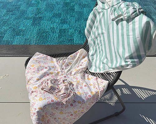 Poncho de bain bébé Rayures Vert Sauge 6-24 mois de Marèse