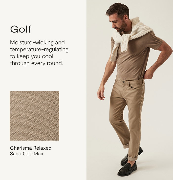Golf: Moisture-wicking and temperature-regulating to keep you cool through every round.