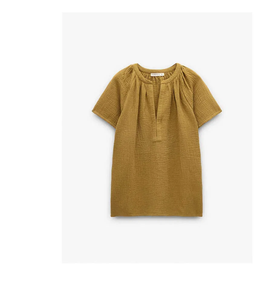 Blouse with crinkled effect 100% cotton