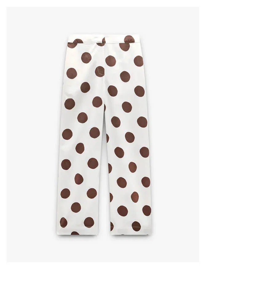 Trousers printed with polka dots 100% lyocell