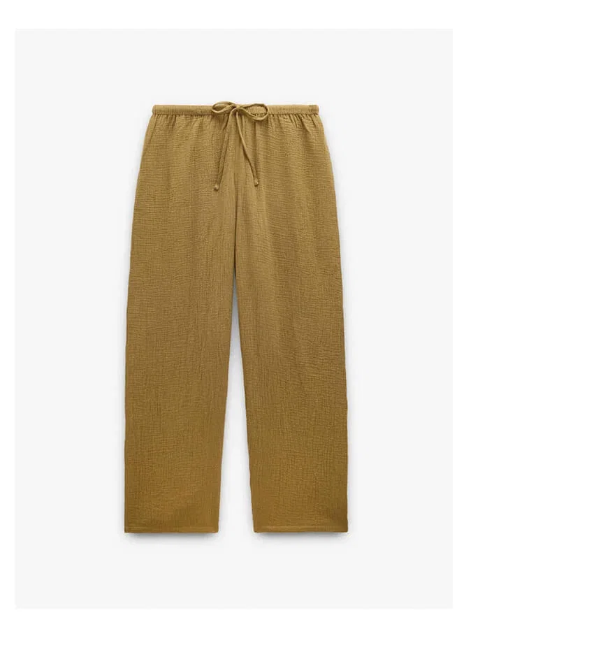 Trousers with crinkled effect 100% cotton