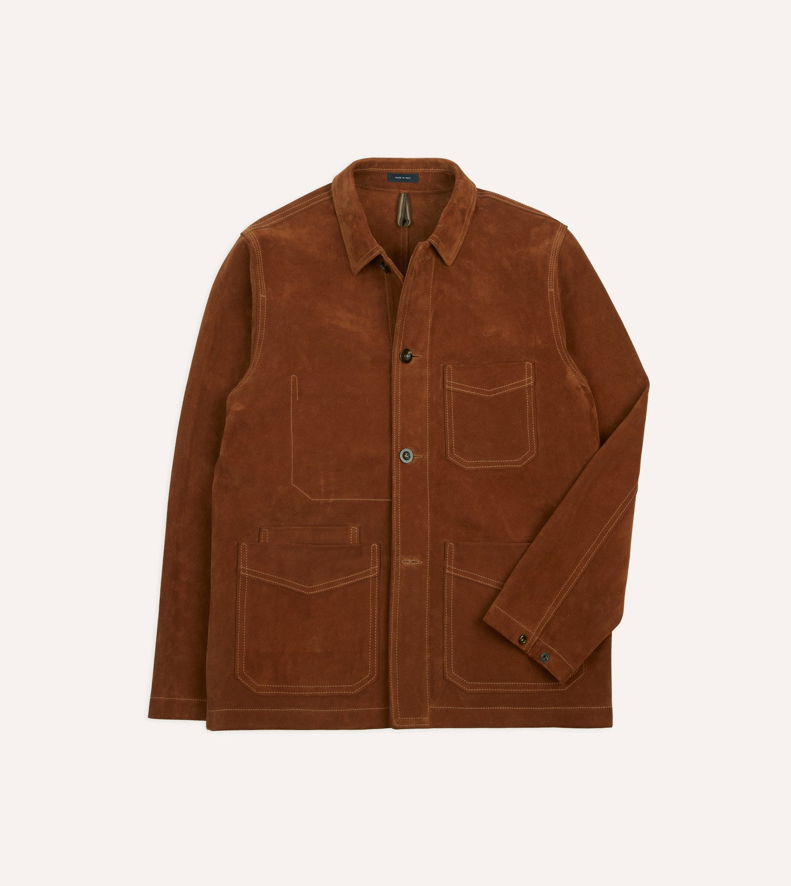 Image of Rust Heavyweight Suede Five-Pocket Chore Jacket
