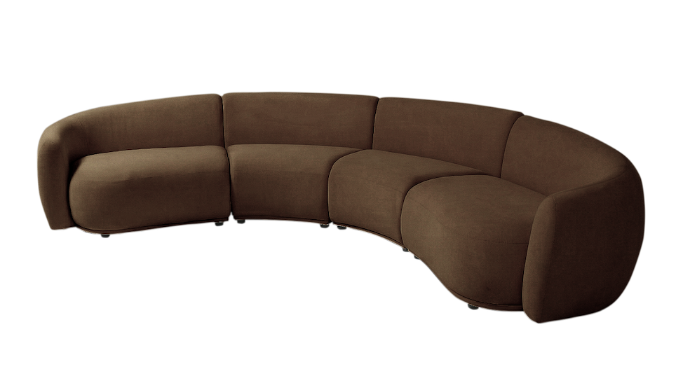 Talor 4 Seater Modular Curved Velvet Sofa in Warm Taupe Brown