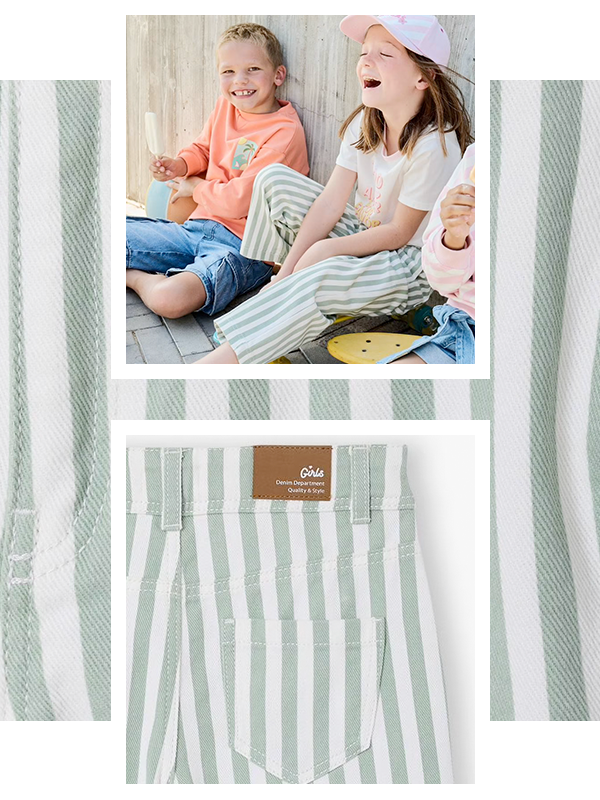 Pantalón a rayas para niña - verde sauce