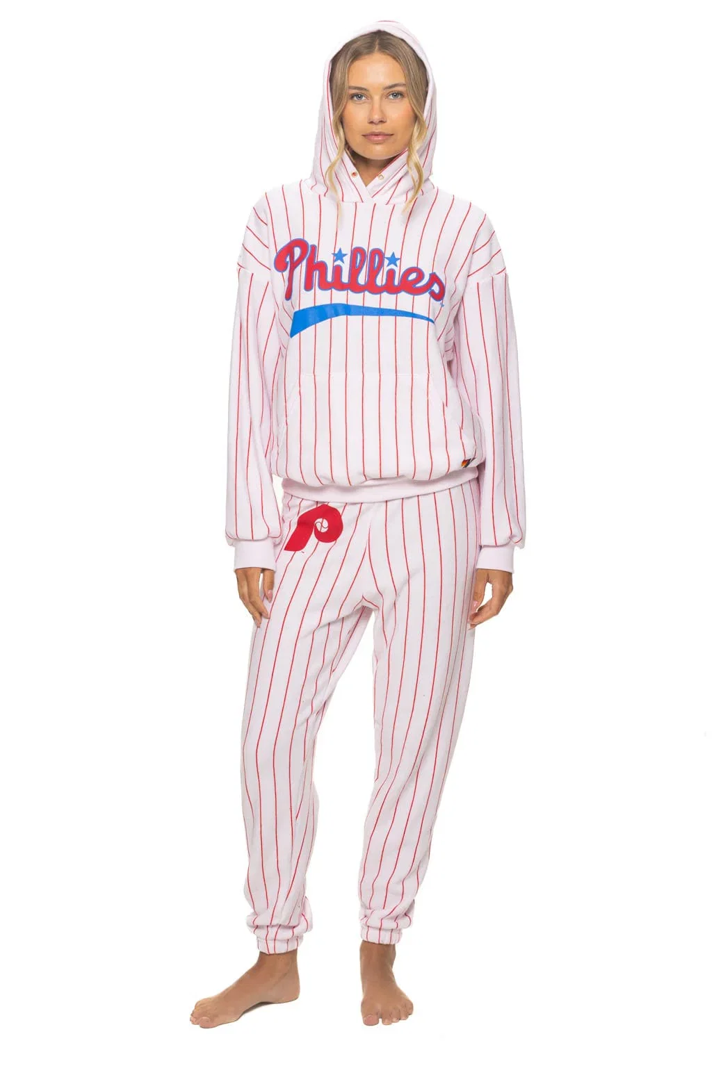 Image of PHILADELPHIA PHILLIES PINSTRIPE 2026 SWEATPANTS - WHITE // RED