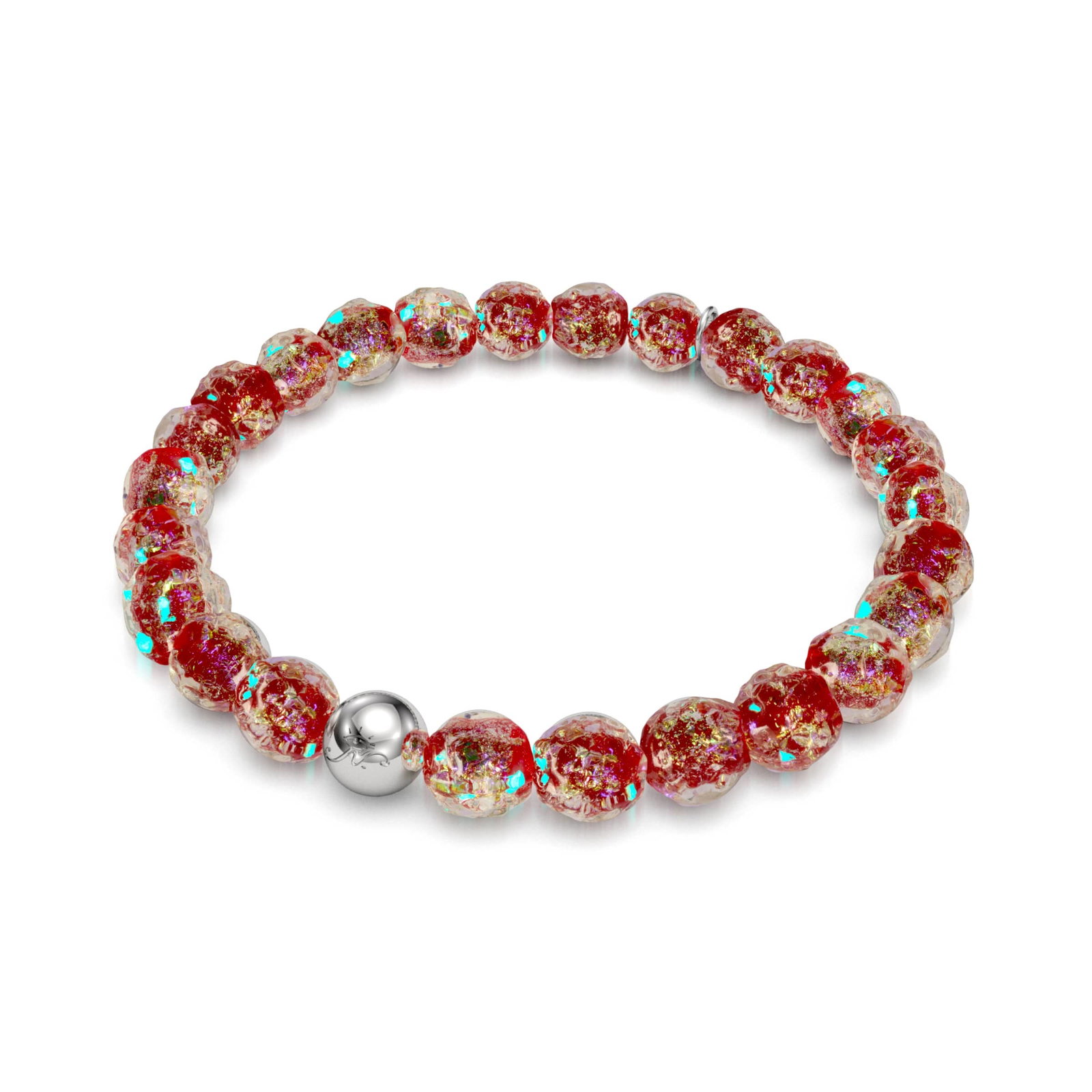 Image of NOGU Cherry Ice | Firework Glass Ice Drop Bracelet in Red Gold Silver