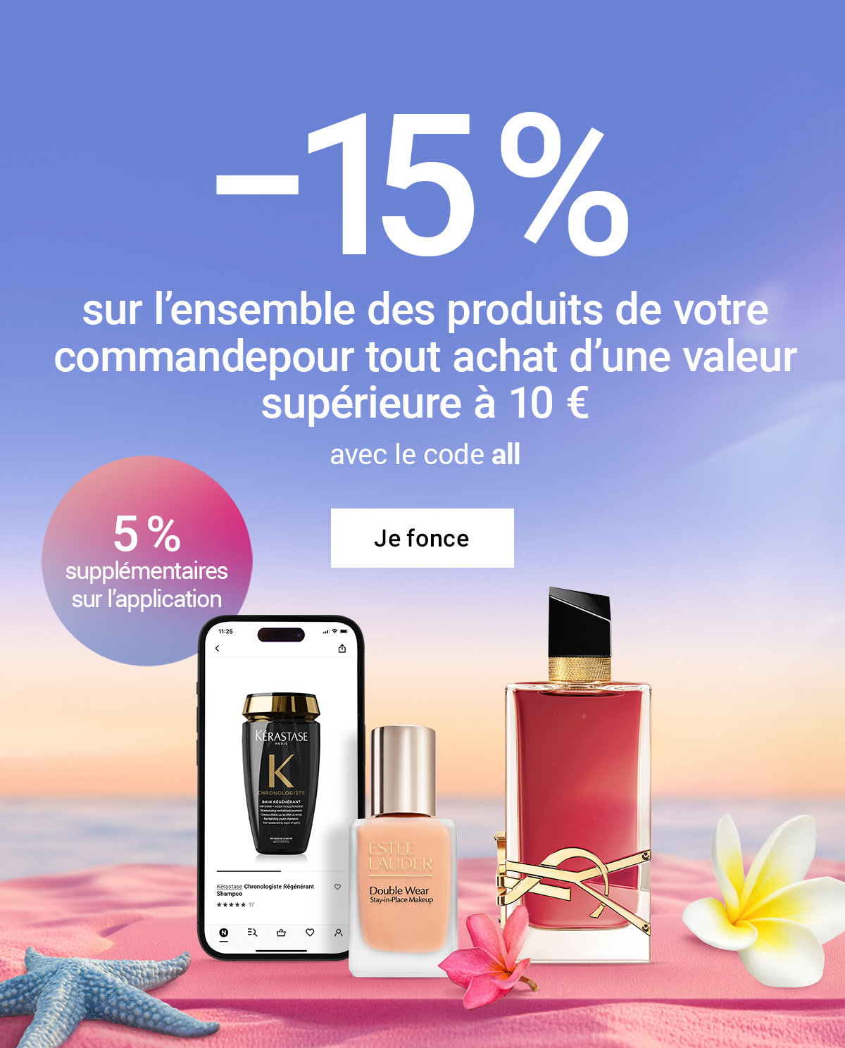 −15 %
 sur l’ensemble des produits de votre commande