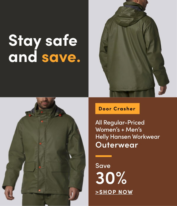 Door Crasher All Regular-Priced Women's + Men's Helly Hansen Workwear Outerwear Save 30%