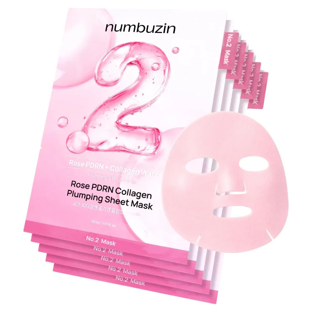 Image of Numbuzin No. 2 Rose PDRN Collagen Plumping Sheet Mask 5 x 33ml