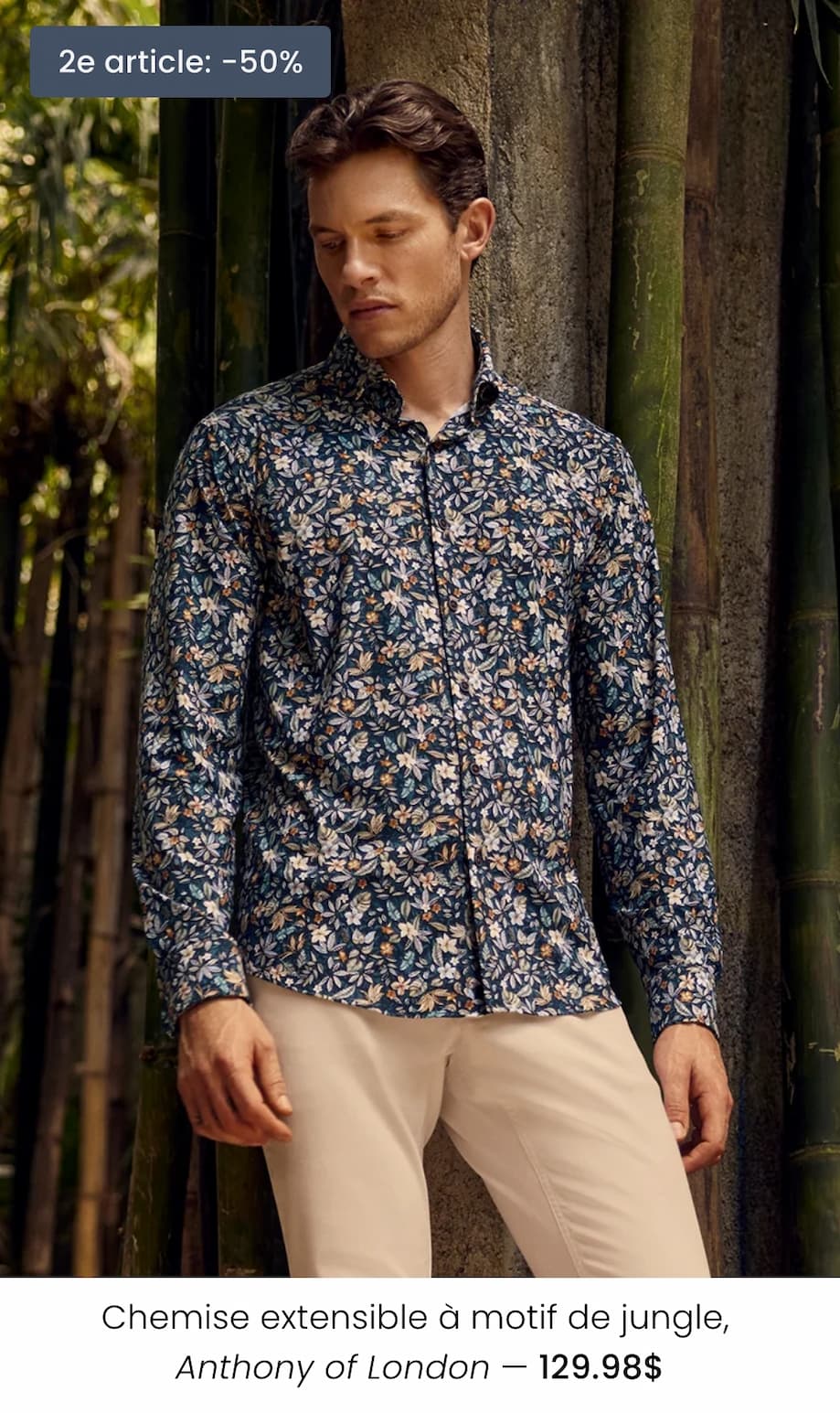 Chemise extensible à motif de jungle