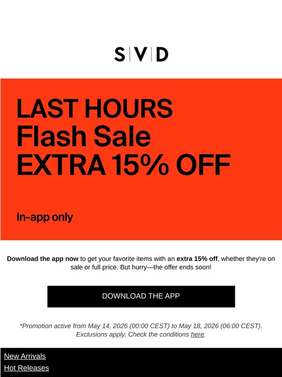 Download the app: EXTRA 15% OFF ⏰ Last hours!