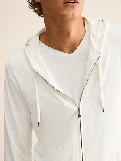 Men's Basel Zip Up Hoodie in Vanilla