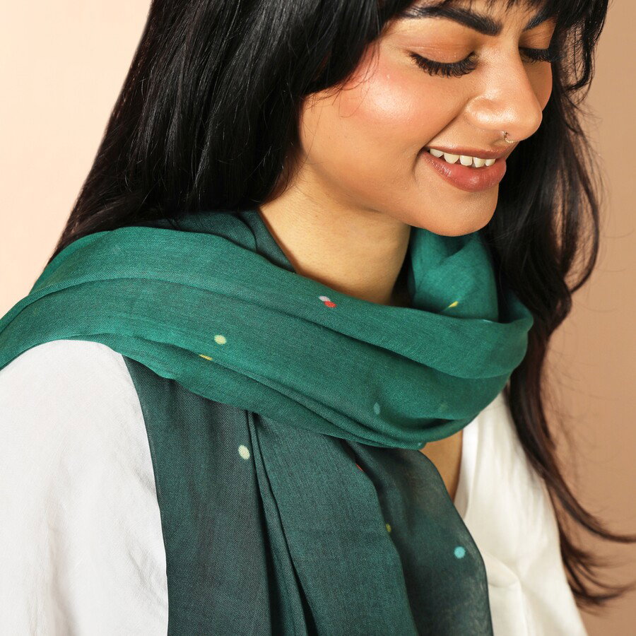 Image of Ombre Teal Dotted Lightweight Scarf