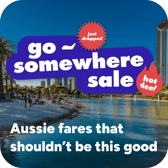 Go somewhere sale on a Brisbane background