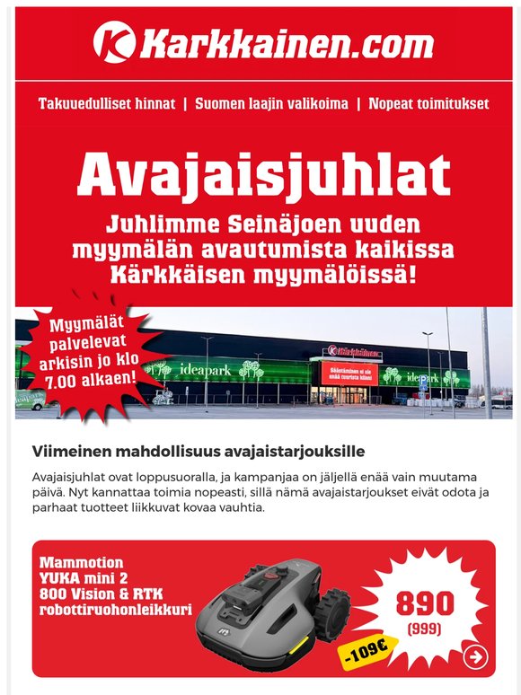 Viimeiset avajaistarjoukset!