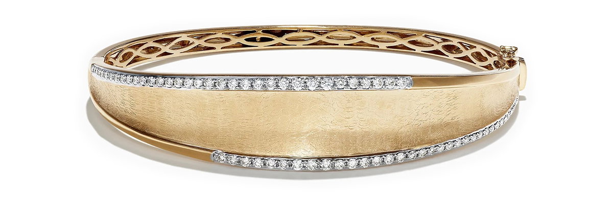 D'Oro 14K Brushed Yellow Gold Diamond Bangle, 0.77 TCW
