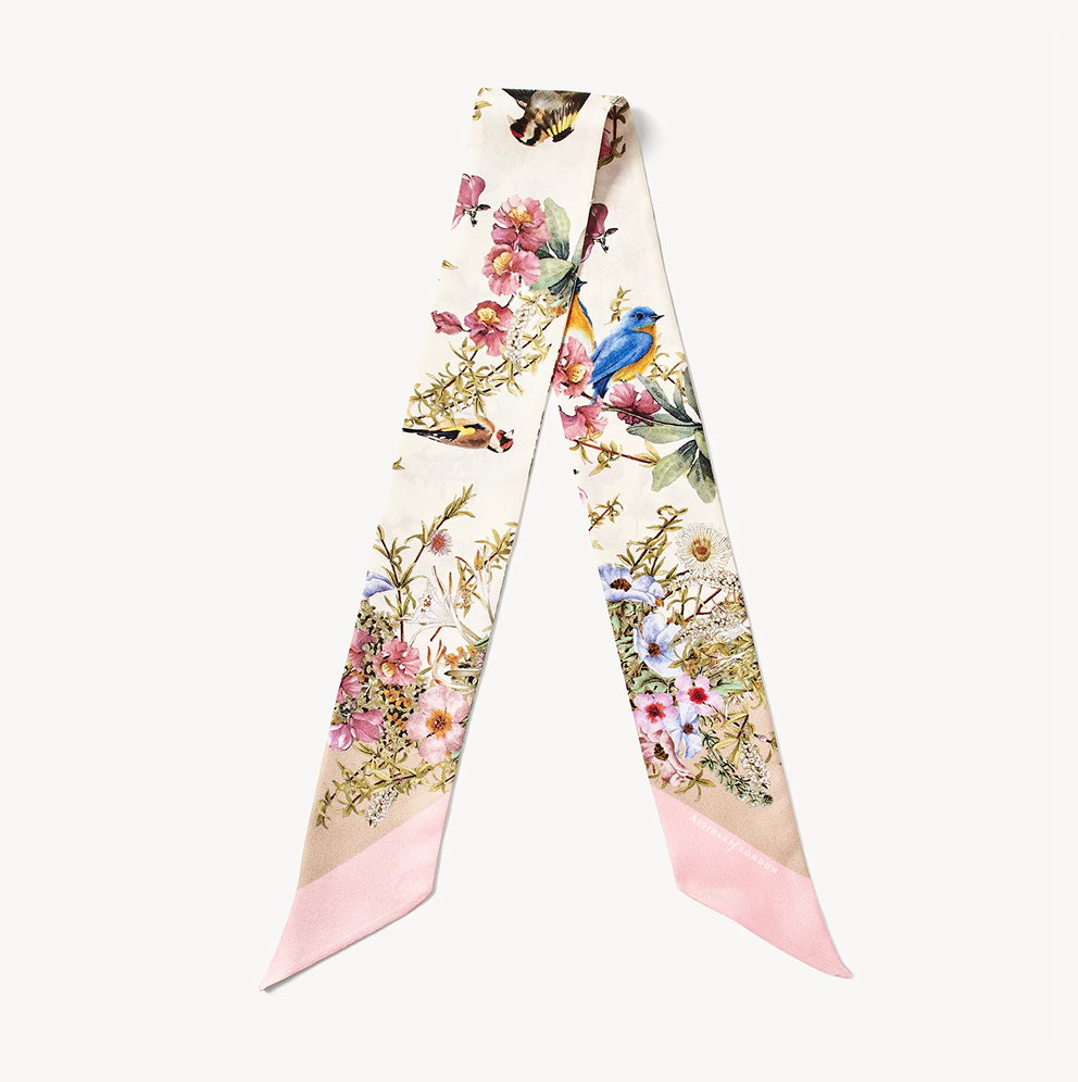 Edwardian Garden Skinny Silk Scarf