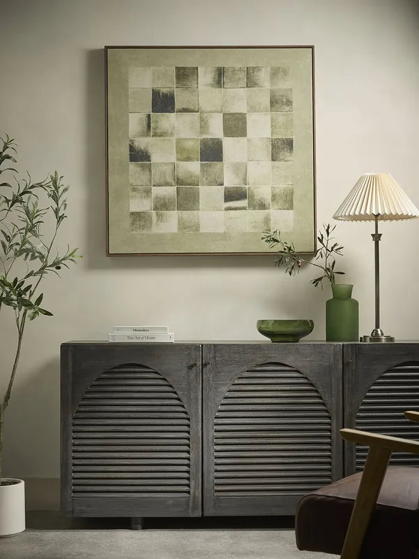 Industrial Textured Squares Framed Canvas