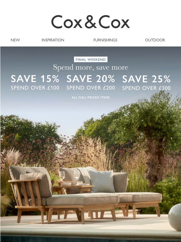 Spend & Save! Up to 25% OFF this weekend!