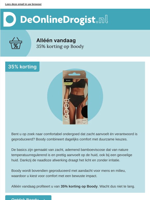 Alléén vandaag: 35% korting op Boody