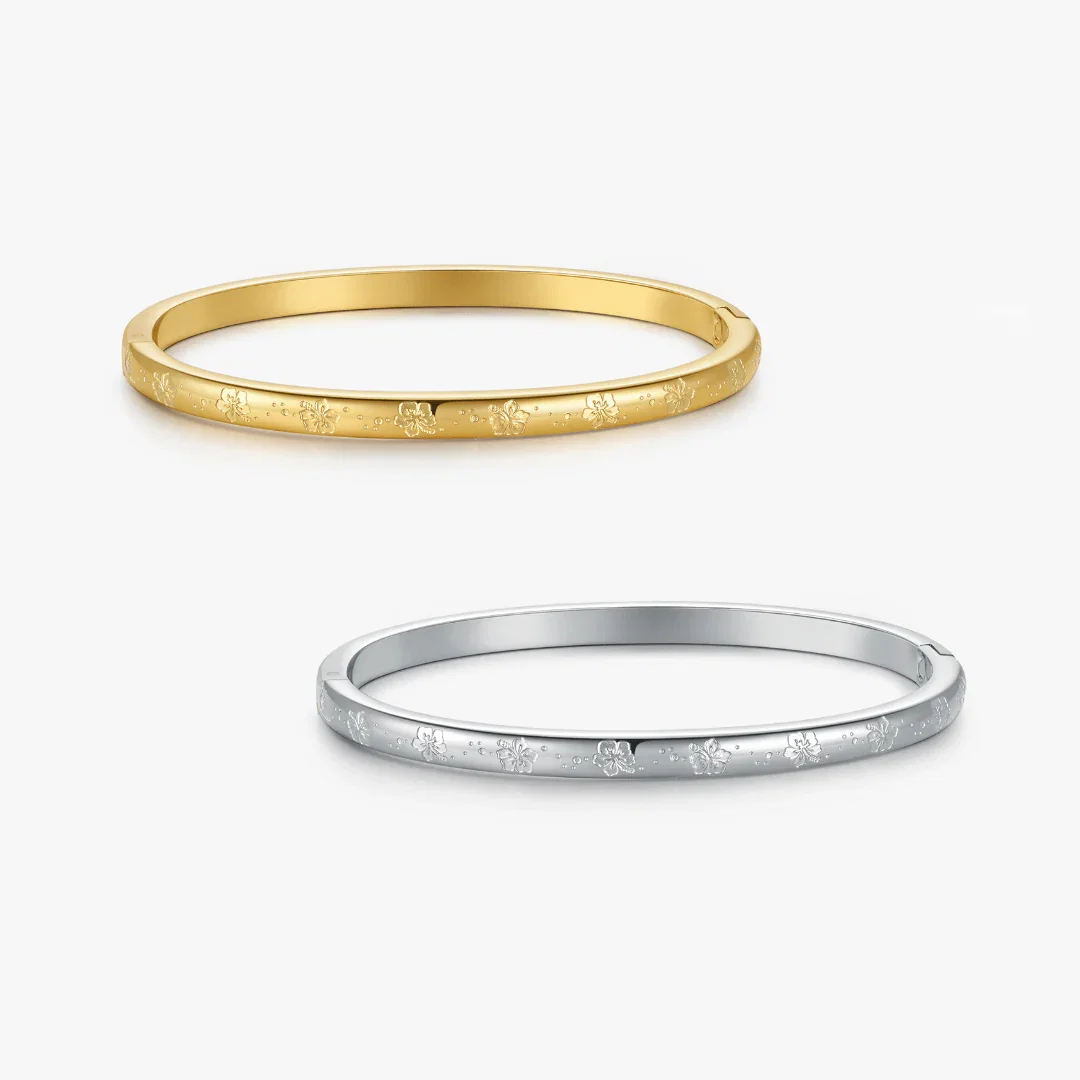 Hibiscus Stacker Cuff Bangle Bracelet