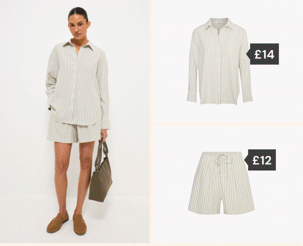 Green Striped Seersucker Shirt and Shorts Co-ord