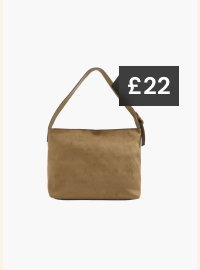 Camel Suedette Hobo Shoulder Bag